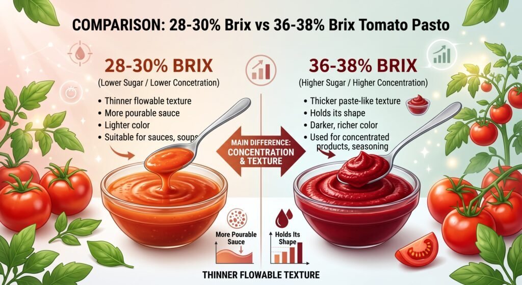 28-30%brix vs 36-38 brix