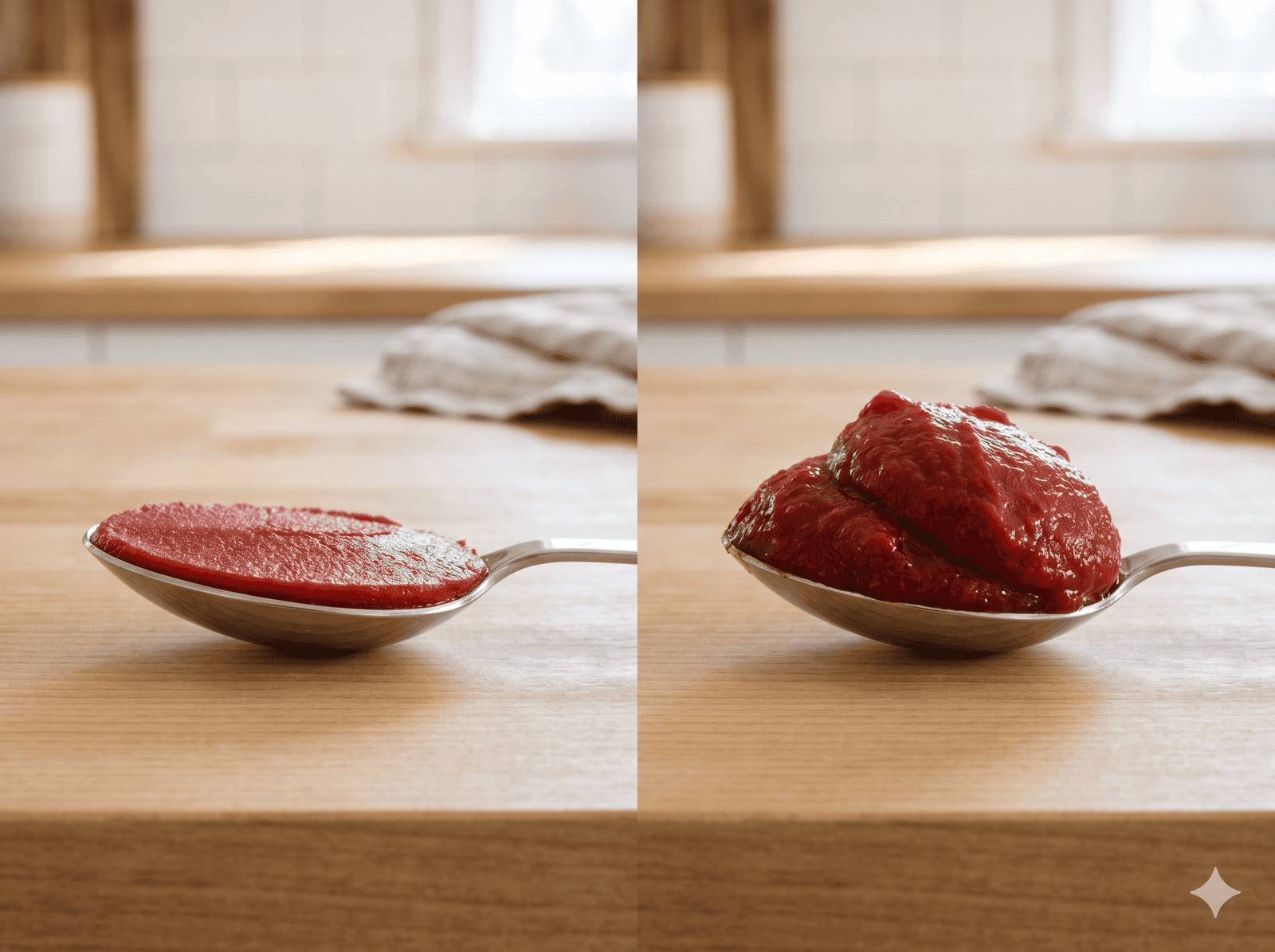 A heaping tablespoon of rich, thick tomato paste